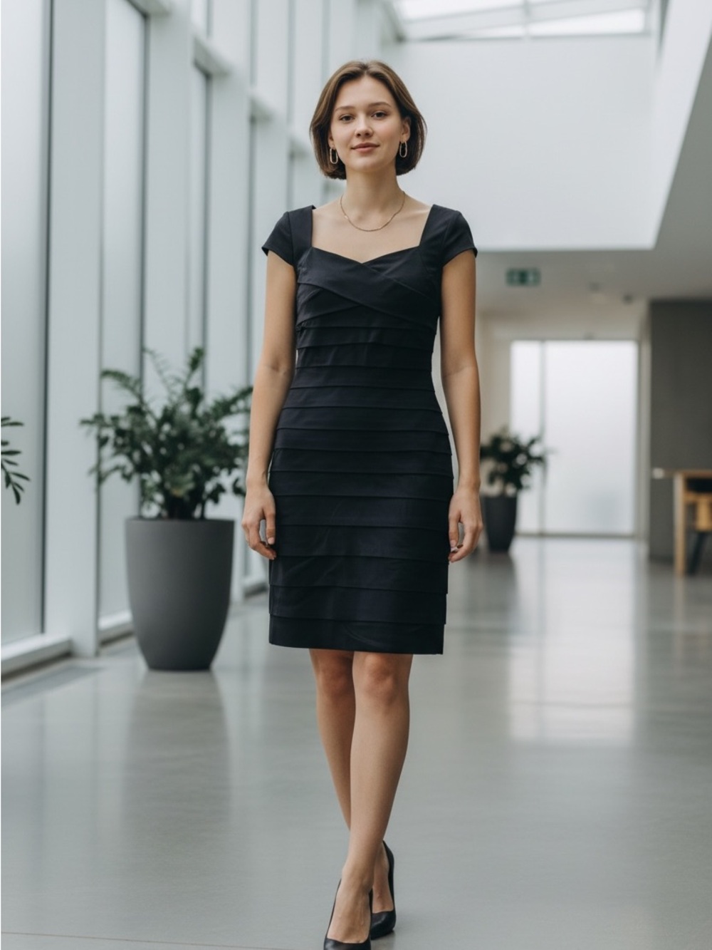 Classic Quiet Luxury Y2k Little Black Dress with Cap Sleeves and Sweatheart Neck